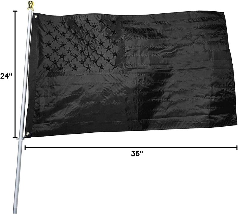 DANF FLAG Black American Flag 2x3 ft: Heavy Duty US Flag Made from Nylon - Embroidered Stars - Sewn Stripes - UV Protection Perfect for Outdoors! (Not Include Pole) - Image 5